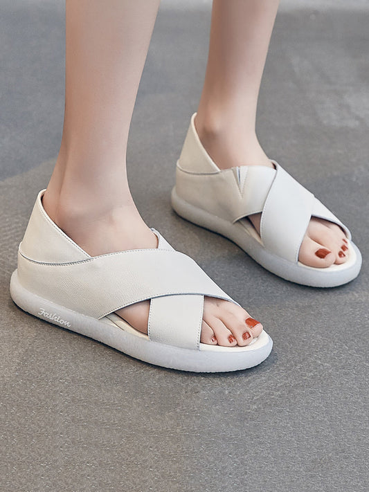 Women Summer Casual Leather Low Heel Sandals ZZ1001