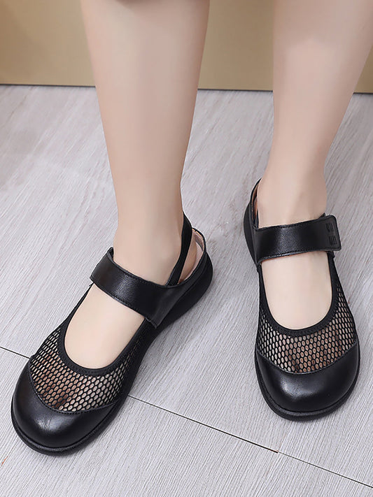 Women Summer Casual Solid Leather Low Heel Sandals AS1057