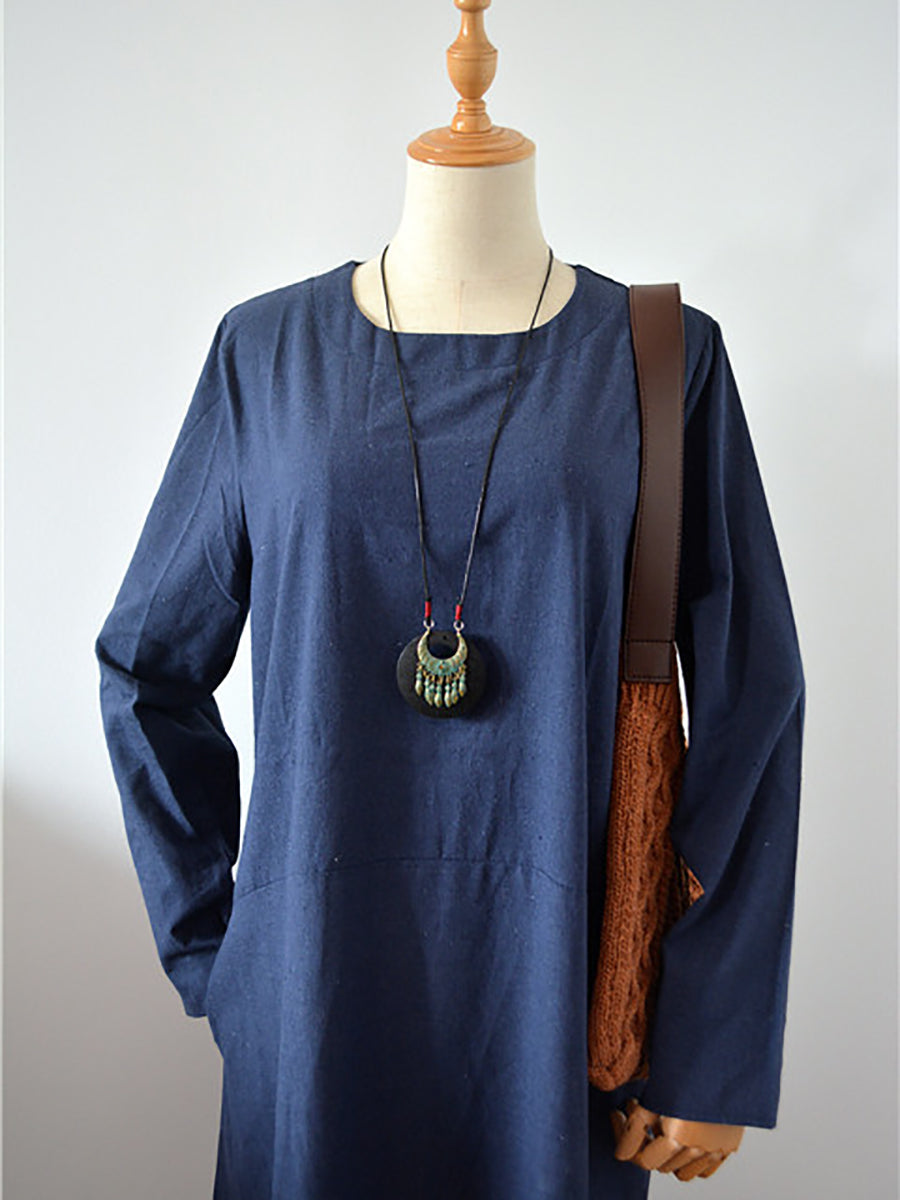 Women Ethnic Alloy Tassel Wooden Sweater Necklace KL1040