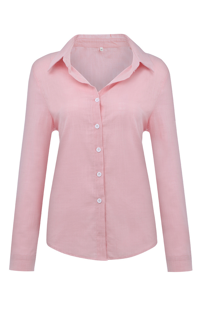 Casual Solid Buckle Shirt Collar Blouses CE0125 Ada Fashion