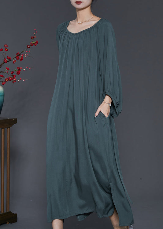 Blackish Green Cotton Robe Dresses Oversized Spring SD1017