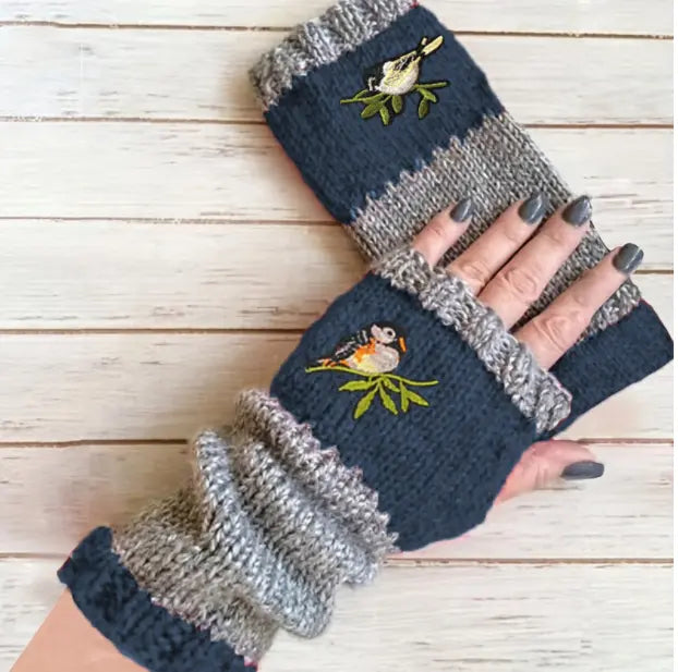 Casual Vintage Autumn Winter Basic Flora Knitted Gloves AD064 adawholesale
