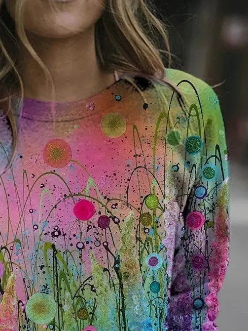 Colorful Dandelion Painting Print Fleece Sweatshirt adawholesale