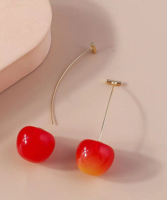 Cute Orange Alloy Acrylic Cherry Drop Earrings KX1044