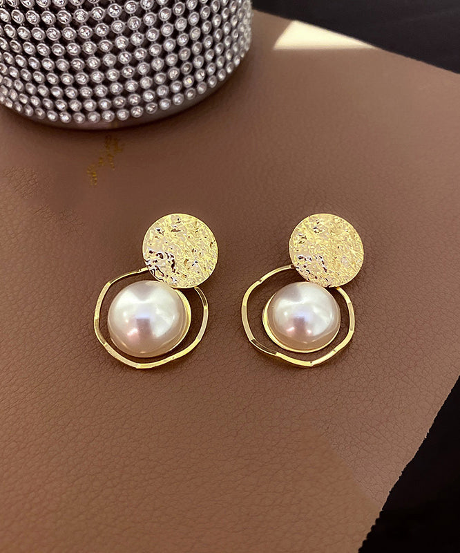 DIY Gold Sterling Silver Alloy Pearl Stud Earrings KX1022