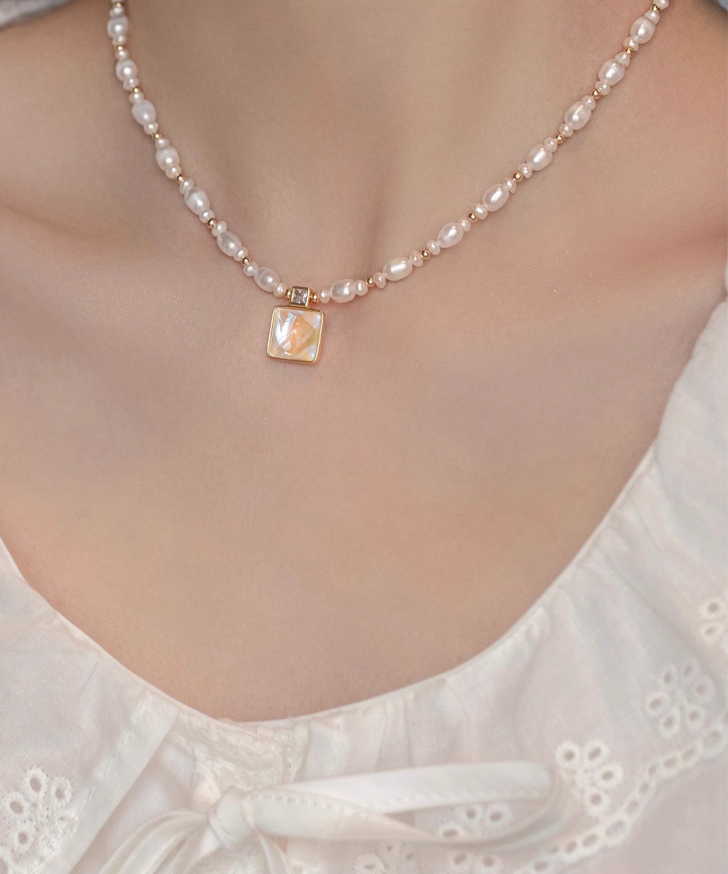 Elegant Gold Sterling Silver Overgild Crystal Love Pearl Pendant Necklace KX1041