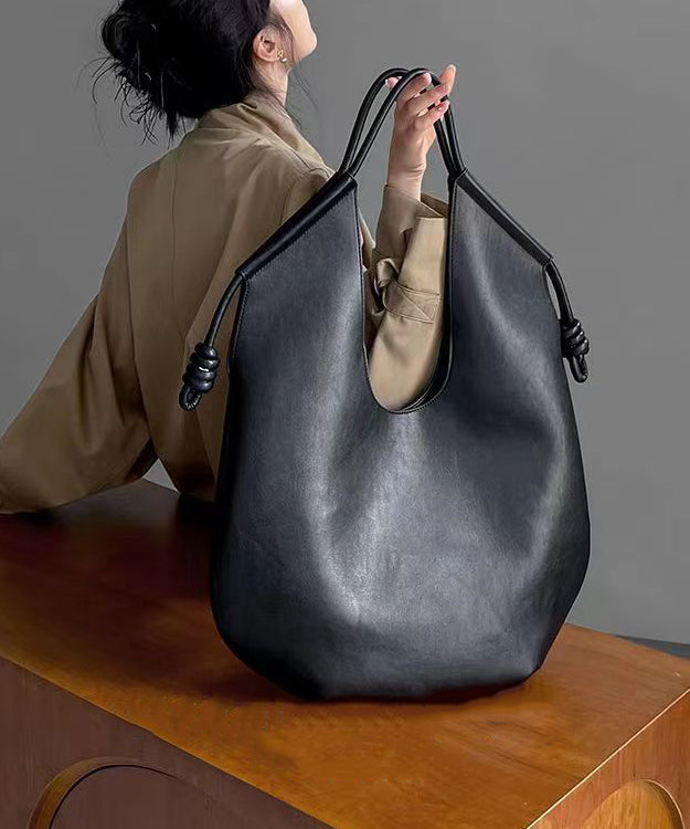 Fashion Black Large Capacity Faux Leather Satchel Handbag Ada Fashion