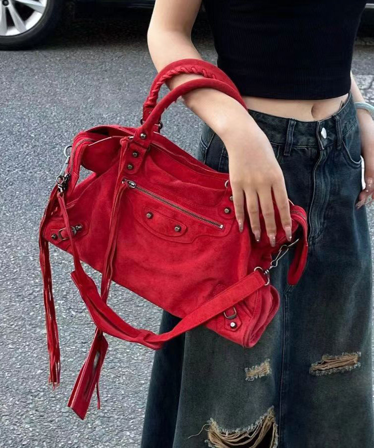 Fashion Red Large Capacity Faux Leather Satchel Bag Handbag SX1028