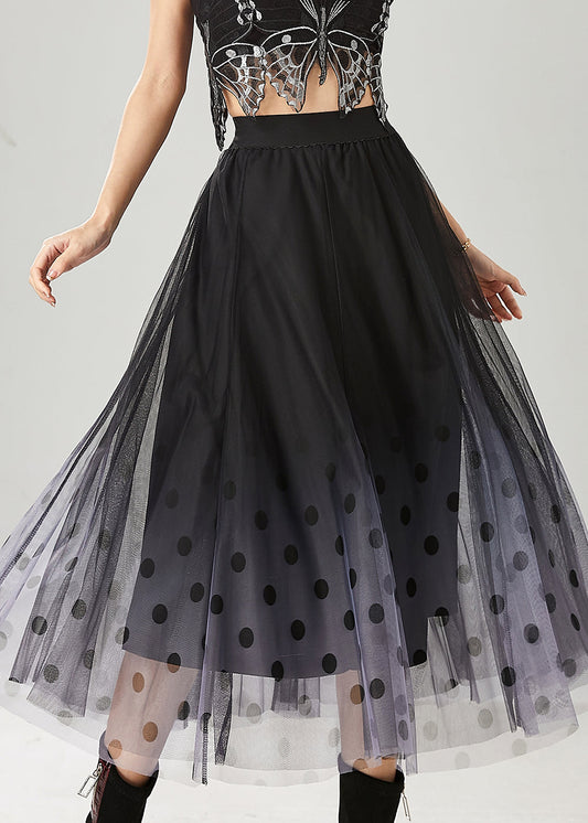 Fitted Black Gradient Color Tulle A Line Skirts Summer YU1015
