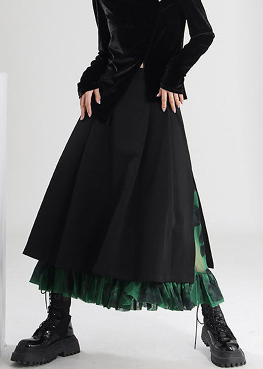 French Black Side Open Tulle Patchwork Skirts Spring AS1010 Ada Fashion