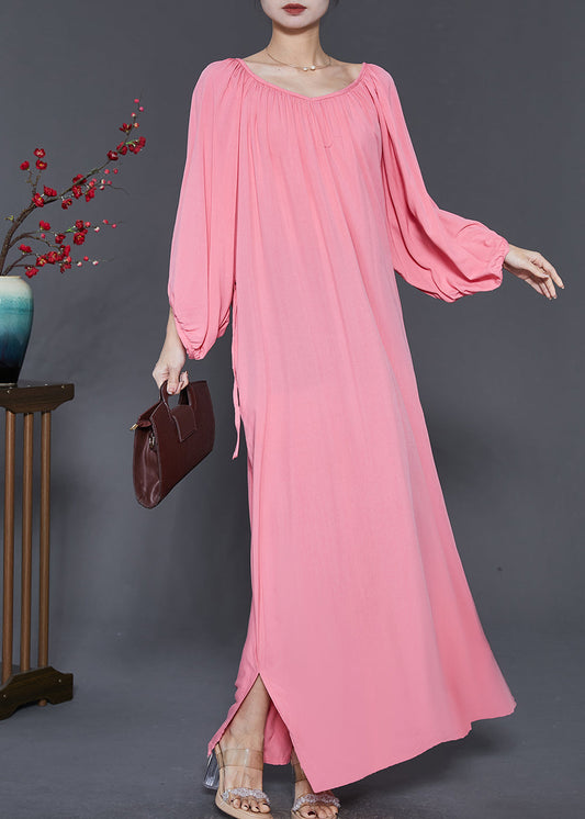 French Pink Oversized Cotton Maxi Dresses Spring SD1047