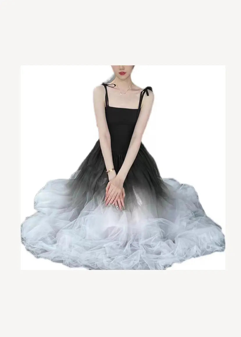 Gradient Color Wrinkled Strap Dress 2023 New Original Design Ada Fashion