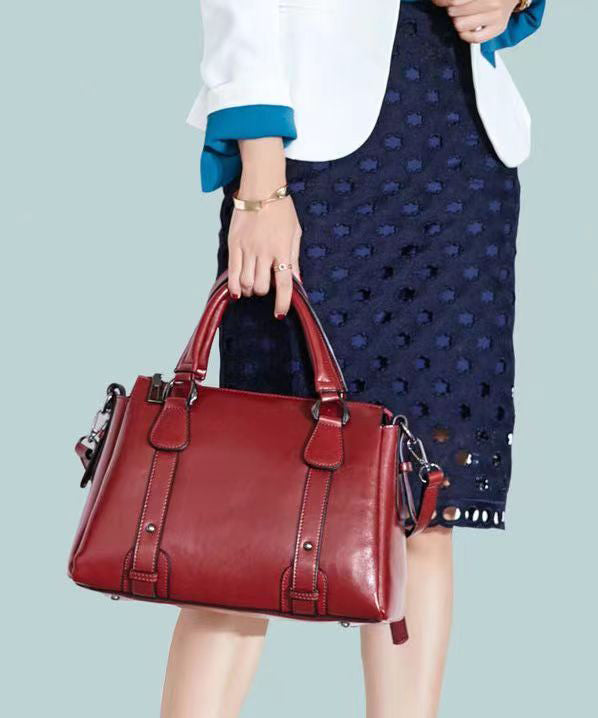 Modern Brown Versatile Calf Leather Tote Handbag Ada Fashion