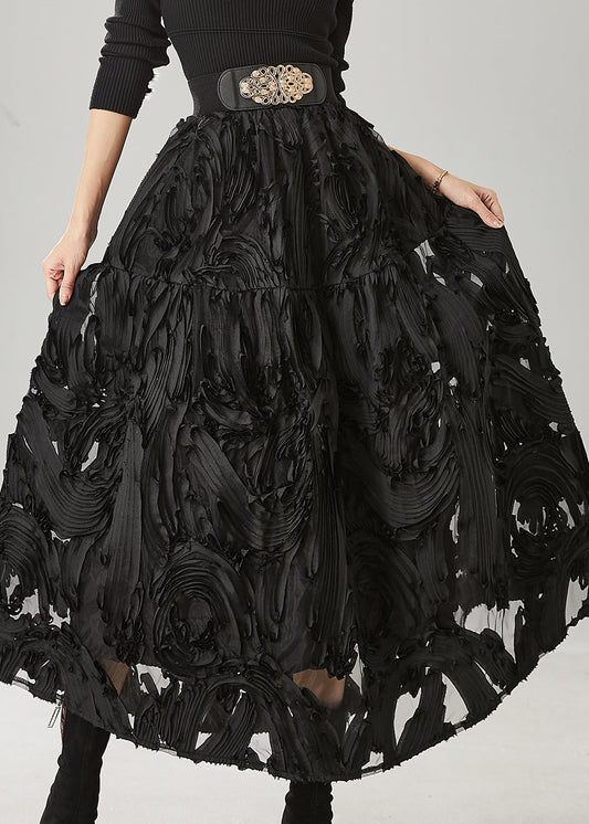 Original Design Black Exra Large Hem Cotton Skirt Spring YU1024
