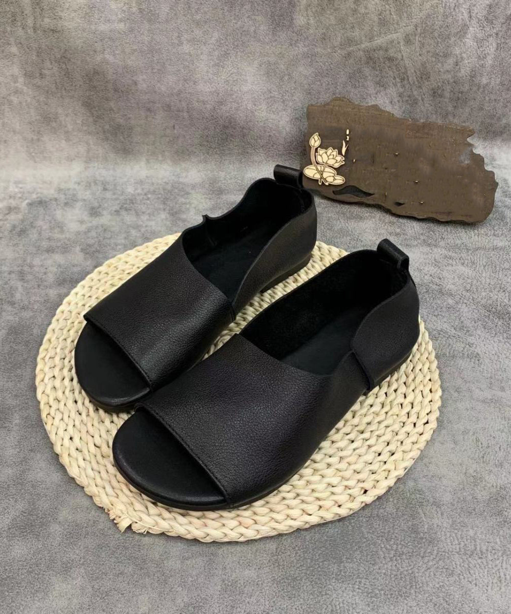 Original Design Brown Cowhide Leather Walking Sandals Peep Toe RT1027