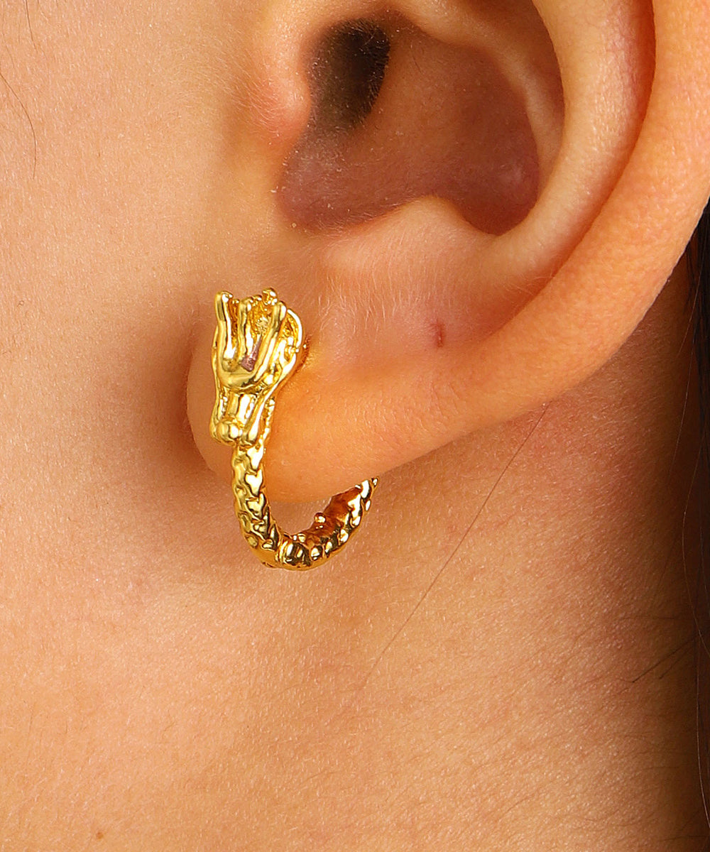 Original Design Gold Sterling Silver Overgild Animal Hoop Earrings KX1032
