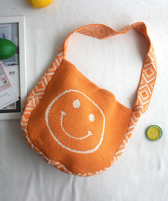 Original Orange Smiling Face Knitted Messenger Bag SX1021