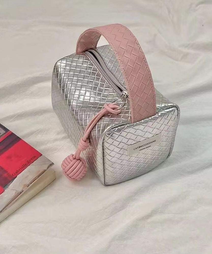 Original Silver Powder Color Matching Woven Pattern Handbag ZX1010 Ada Fashion