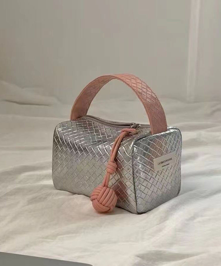 Original Silver Powder Color Matching Woven Pattern Handbag ZX1010 Ada Fashion