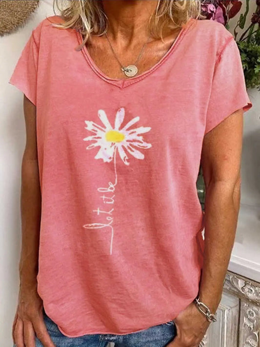 Pink Cotton-Blend Short Sleeve Shirts & Tops mysite