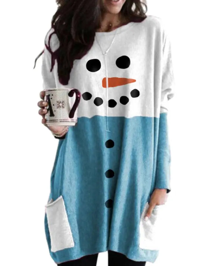 Simple Snowman Cotton Round Neck Shirts & Tops AD034 adawholesale