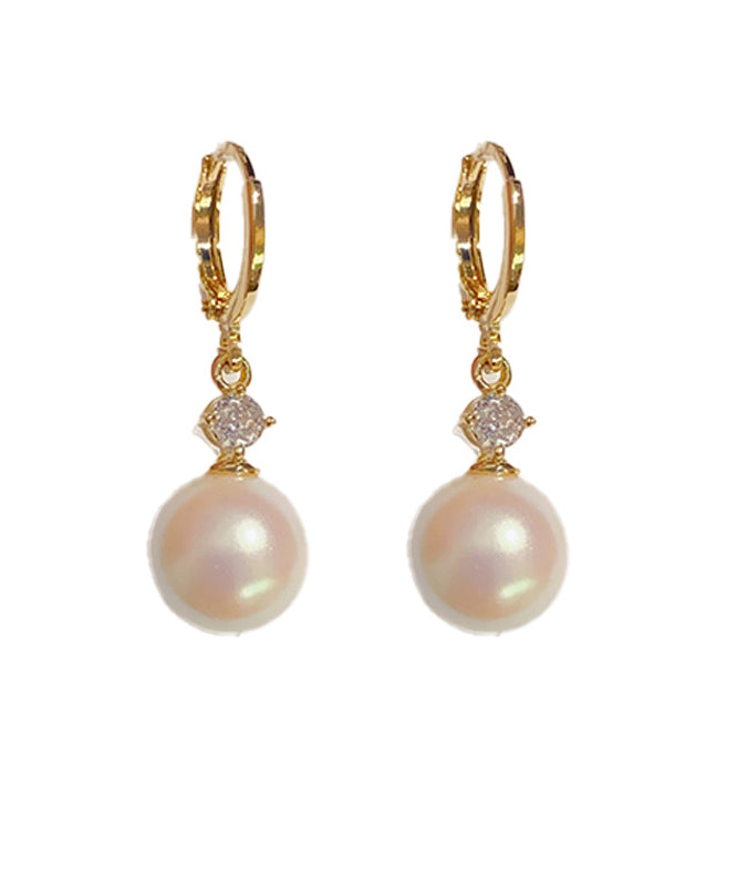 Vogue Gold Copper Overgild Zircon Pearl Drop Earrings KX1037