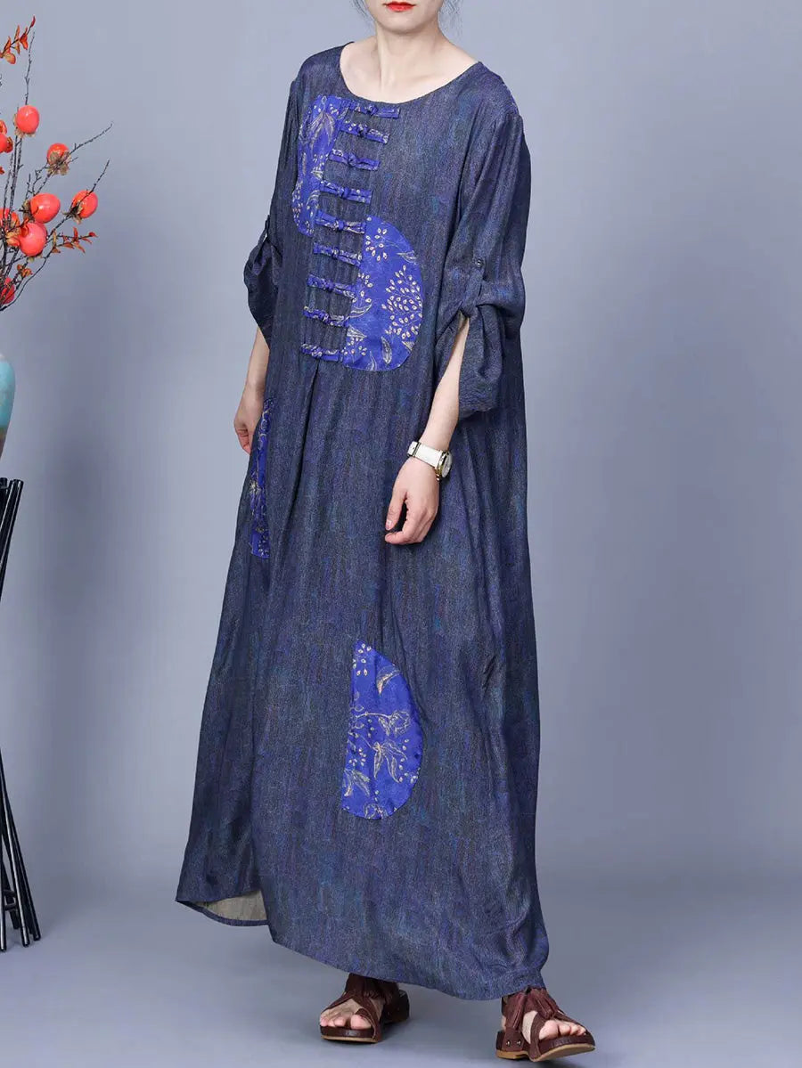 Women Ethnic Spring Patch Spliced Dress Ada Fashion