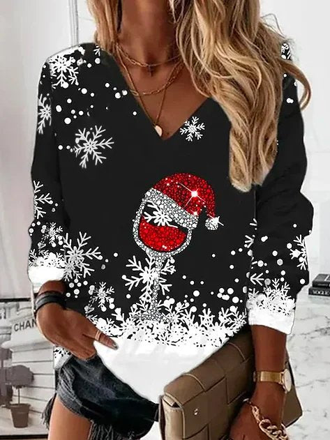 Casual V Neck Christmas Sweatshirt ZY230
