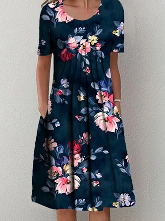 Casual Crew Neck Floral Dress 2023 AW10033