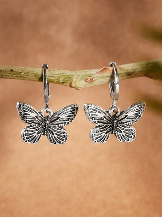 Silver Butterfly Distressed Earrings Female Casual Daily Jewelry MMi30