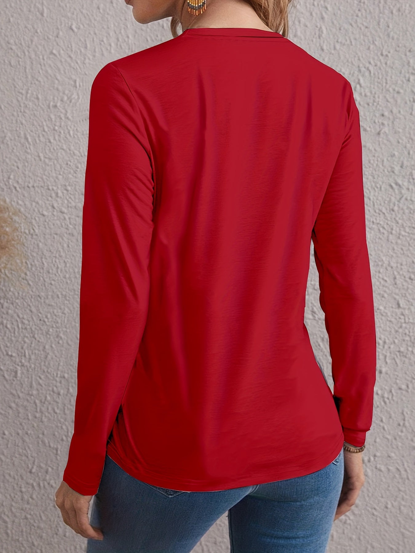 Women Plus Size Christmas Print Long Sleeve Round Neck  T-shirt YT1202 Ada Fashion