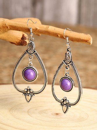 Ethnic Vintage Court Purple Gemstone Earrings QAG16