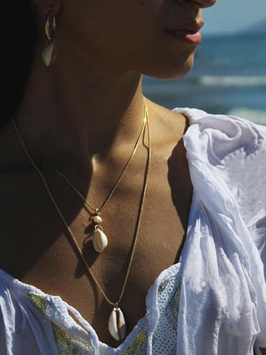 Boho Shell Layered Necklace Vacation Women's Jewelry YY2