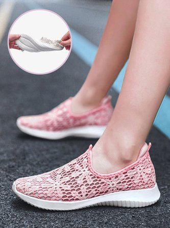 Floral Embroidery Mesh Slip On Casual Walking Shoes CN98