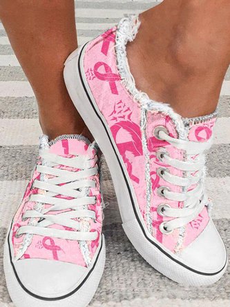 Pink Awareness Ribbon Canvas Sneakers CN49
