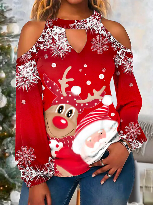 Loose Christmas Crew Neck Casual Top ZY34