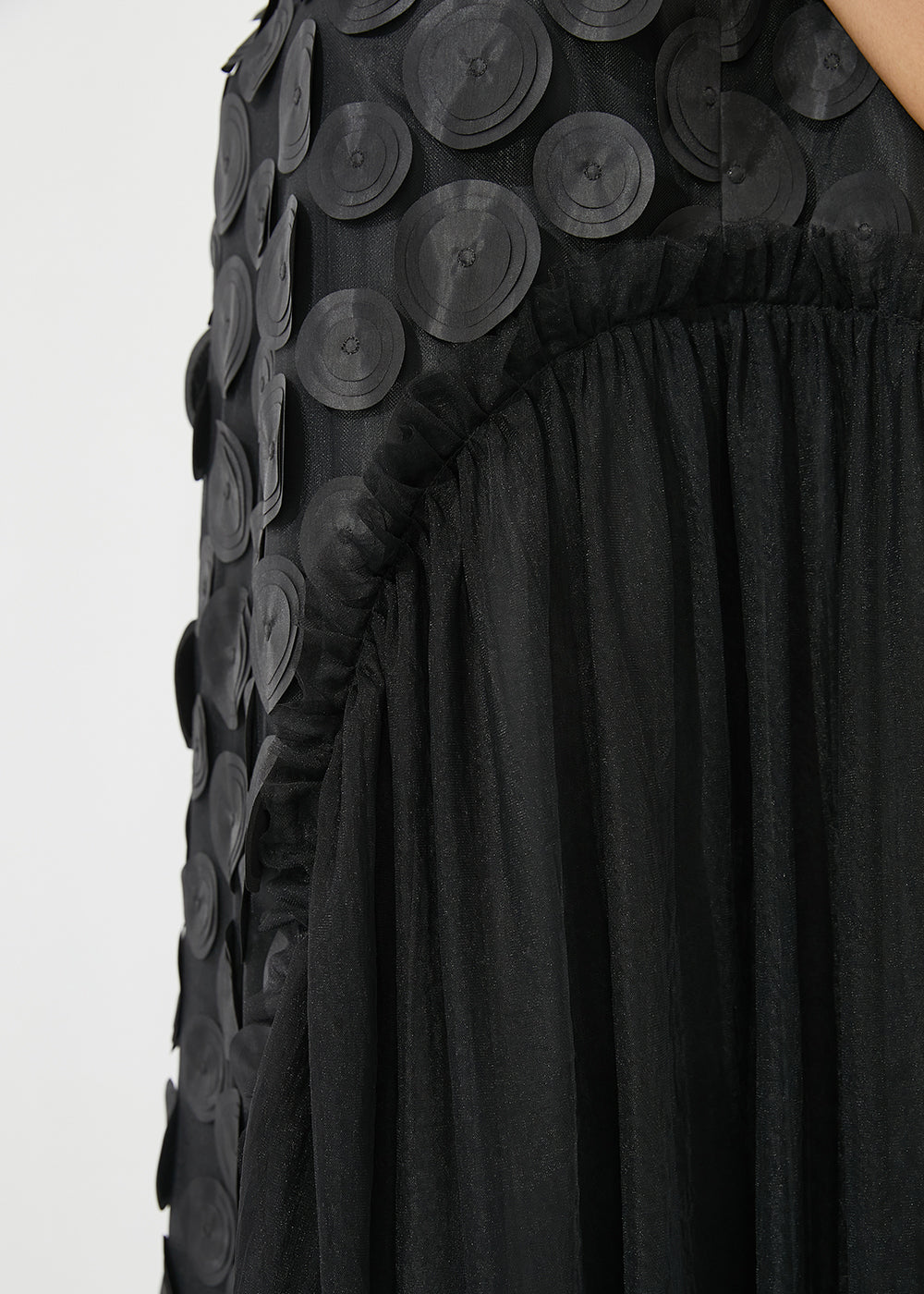 Unique Black Oversized Patchwork Tulle Holiday Dress Sleeveless LY0881