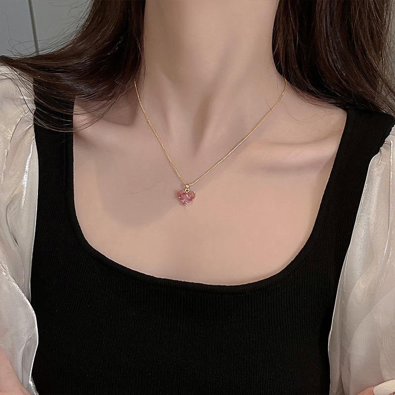 18K Gold Filled Pink Heart Necklace LIN35 Wonderland Case
