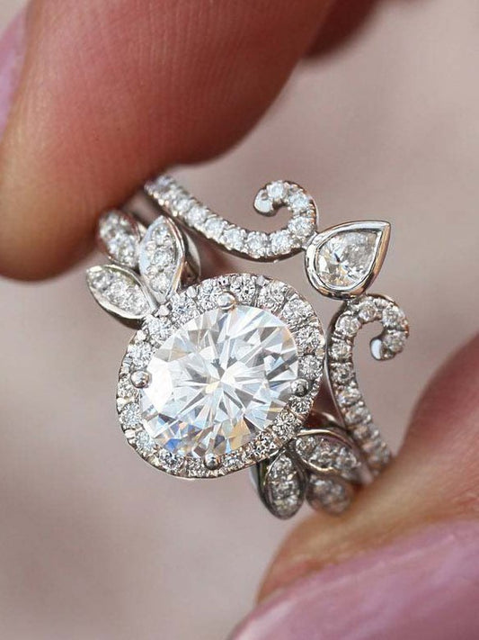 Elegant Crown Molding Diamond Ring Set Wedding Party Anniversary Women‘s’ Jewelry YY55